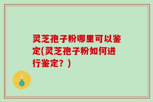 灵芝孢子粉哪里可以鉴定(灵芝孢子粉如何进行鉴定？)