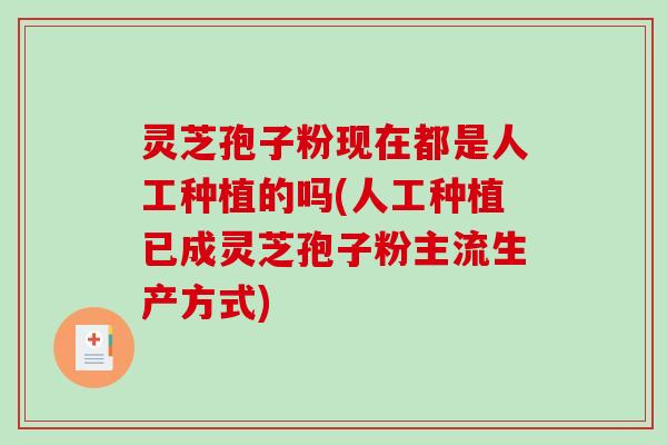 灵芝孢子粉现在都是人工种植的吗(人工种植已成灵芝孢子粉主流生产方式)