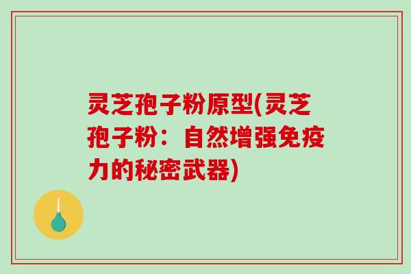 灵芝孢子粉原型(灵芝孢子粉：自然增强免疫力的秘密武器)