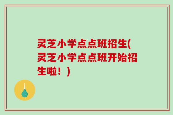 灵芝小学点点班招生(灵芝小学点点班开始招生啦！)