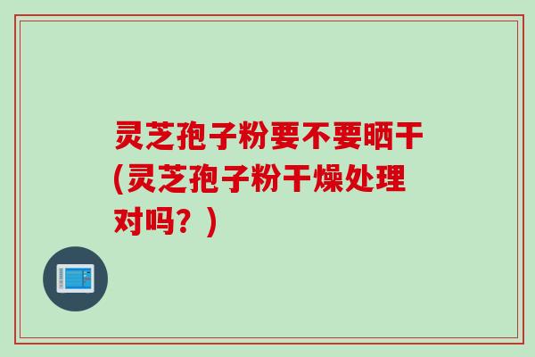 灵芝孢子粉要不要晒干(灵芝孢子粉干燥处理对吗？)