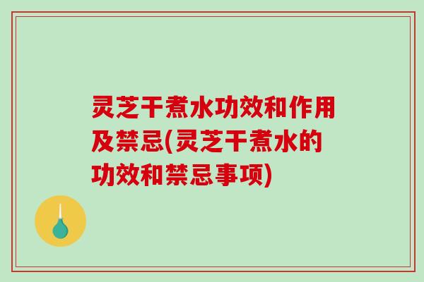 灵芝干煮水功效和作用及禁忌(灵芝干煮水的功效和禁忌事项)