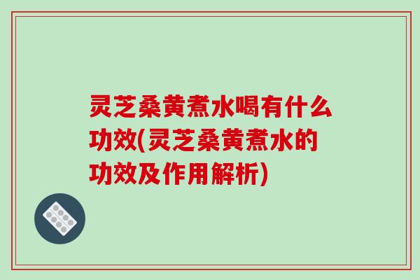 灵芝桑黄煮水喝有什么功效(灵芝桑黄煮水的功效及作用解析)