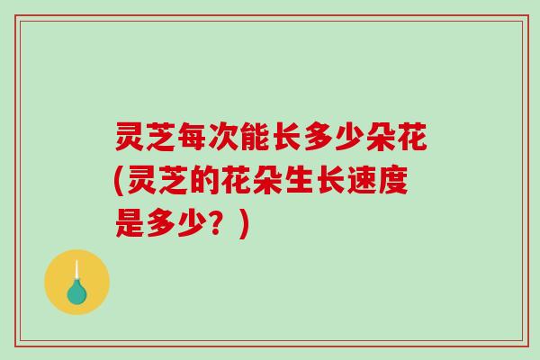灵芝每次能长多少朵花(灵芝的花朵生长速度是多少？)