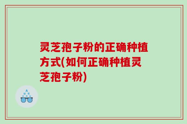 灵芝孢子粉的正确种植方式(如何正确种植灵芝孢子粉)