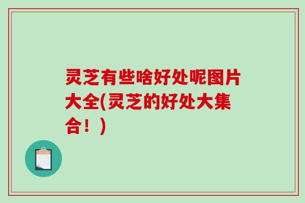 灵芝有些啥好处呢图片大全(灵芝的好处大集合！)