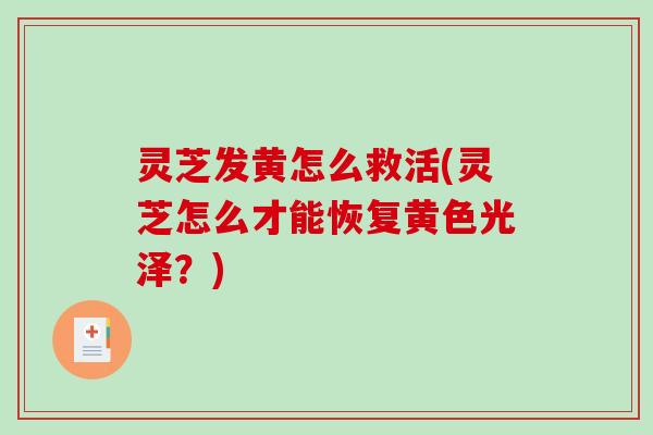 灵芝发黄怎么救活(灵芝怎么才能恢复黄色光泽？)