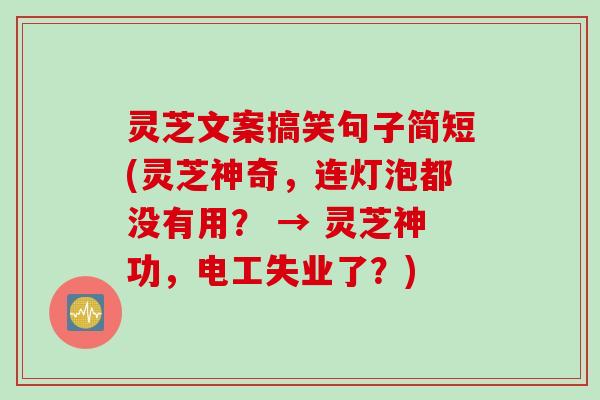 灵芝文案搞笑句子简短(灵芝神奇，连灯泡都没有用？ → 灵芝神功，电工失业了？)