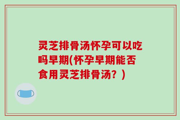 灵芝排骨汤怀孕可以吃吗早期(怀孕早期能否食用灵芝排骨汤？)