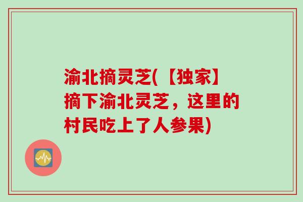 渝北摘灵芝(【独家】摘下渝北灵芝，这里的村民吃上了人参果)