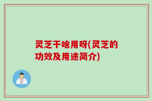 灵芝干啥用呀(灵芝的功效及用途简介)