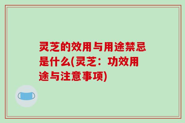 灵芝的效用与用途禁忌是什么(灵芝：功效用途与注意事项)