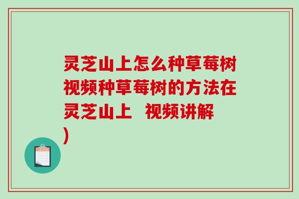灵芝山上怎么种草莓树视频种草莓树的方法在灵芝山上  视频讲解)
