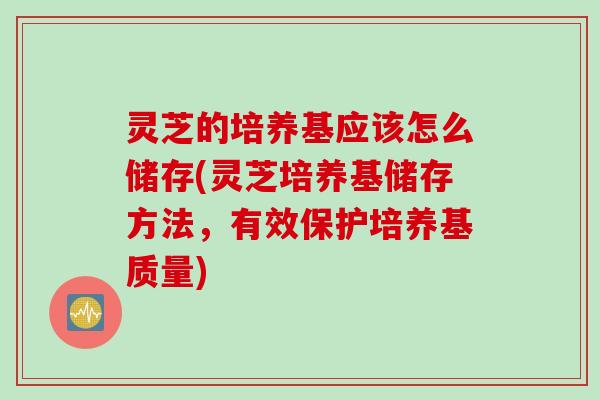 灵芝的培养基应该怎么储存(灵芝培养基储存方法，有效保护培养基质量)