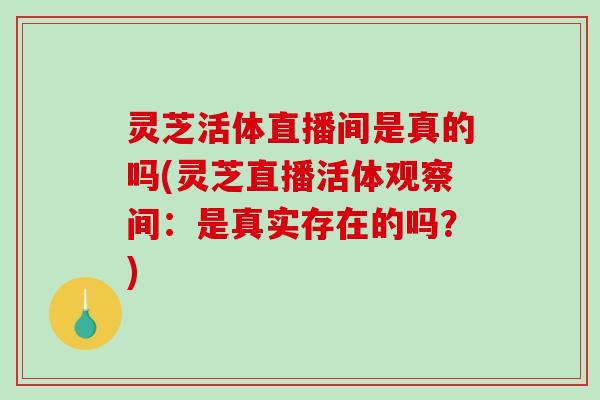 灵芝活体直播间是真的吗(灵芝直播活体观察间：是真实存在的吗？)