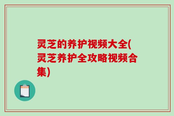 灵芝的养护视频大全(灵芝养护全攻略视频合集) 灵芝的养护视频大全(灵芝养护全攻略视频合集)