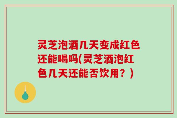 灵芝泡酒几天变成红色还能喝吗(灵芝酒泡红色几天还能否饮用？)