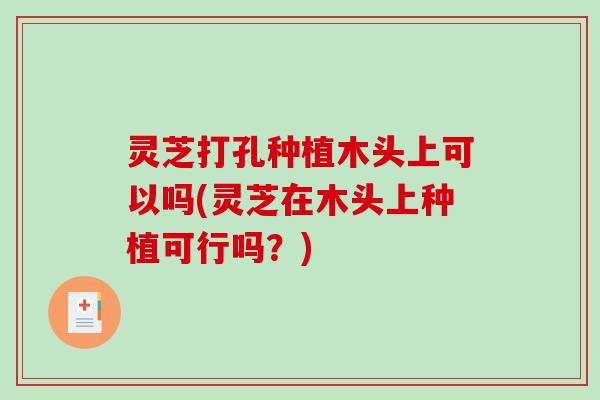灵芝打孔种植木头上可以吗(灵芝在木头上种植可行吗？)