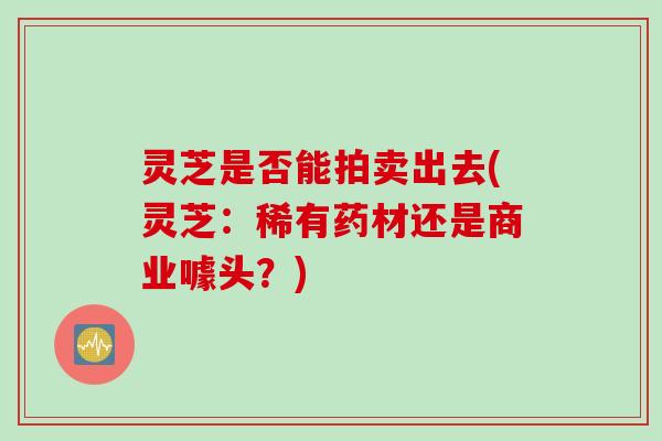 灵芝是否能拍卖出去(灵芝：稀有药材还是商业噱头？)