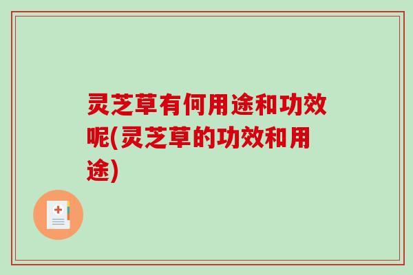 灵芝草有何用途和功效呢(灵芝草的功效和用途)