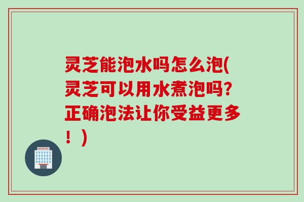 灵芝能泡水吗怎么泡(灵芝可以用水煮泡吗？正确泡法让你受益更多！)