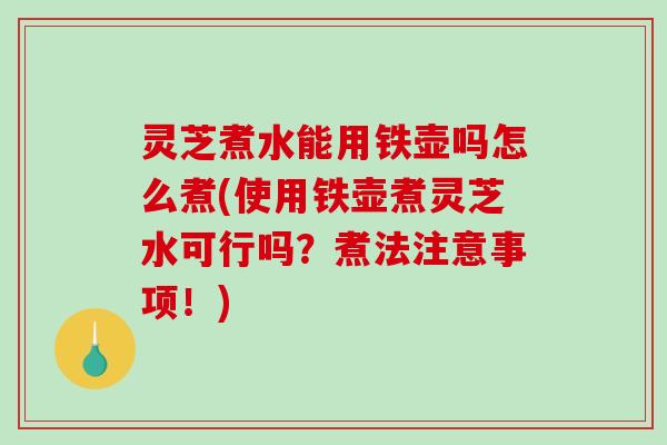 灵芝煮水能用铁壶吗怎么煮(使用铁壶煮灵芝水可行吗？煮法注意事项！)