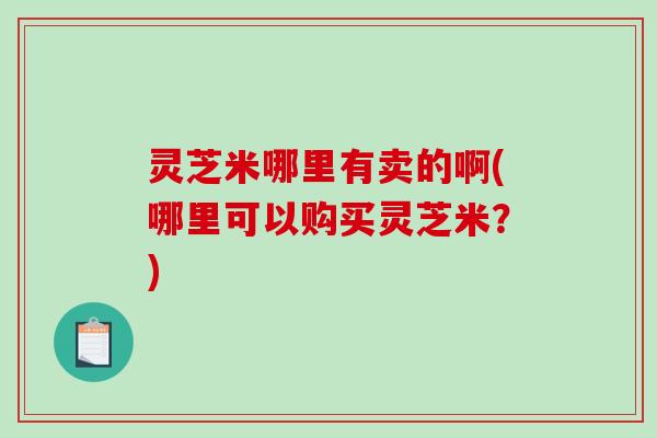 灵芝米哪里有卖的啊(哪里可以购买灵芝米？)