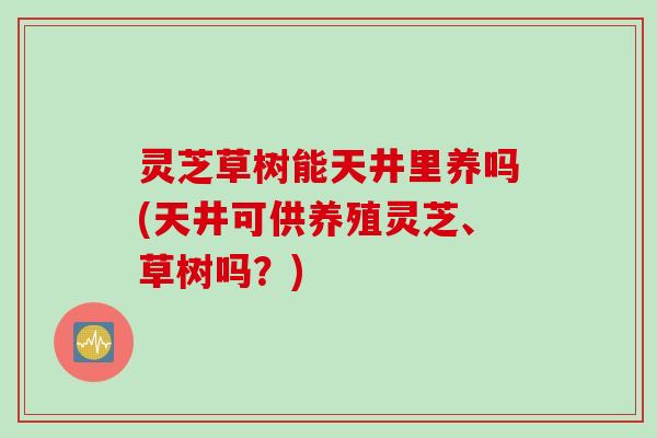 灵芝草树能天井里养吗(天井可供养殖灵芝、草树吗？)