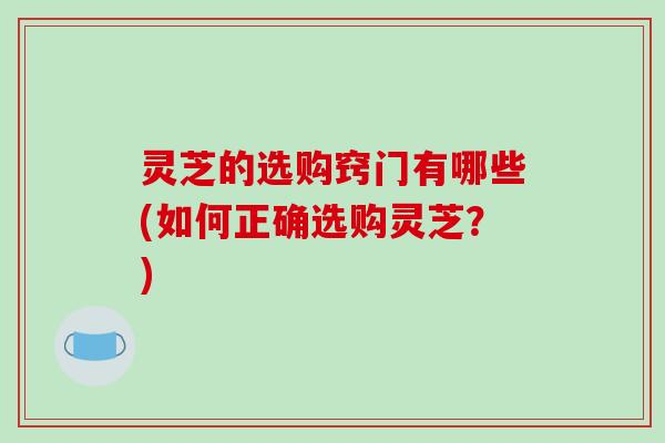 灵芝的选购窍门有哪些(如何正确选购灵芝？)