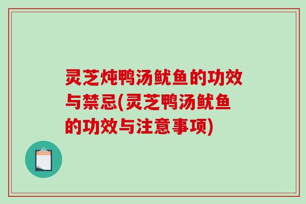 灵芝炖鸭汤鱿鱼的功效与禁忌(灵芝鸭汤鱿鱼的功效与注意事项)