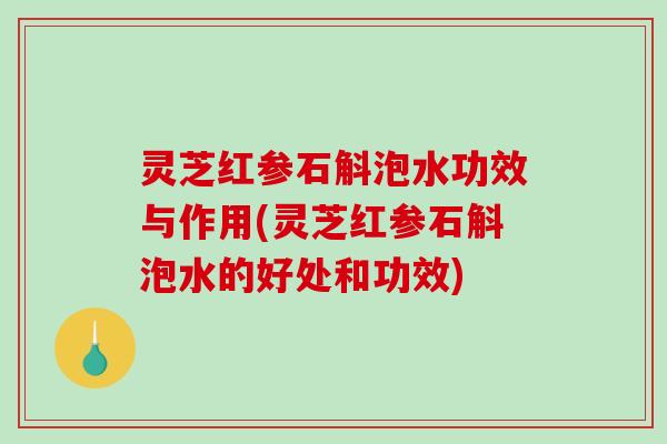 灵芝红参石斛泡水功效与作用(灵芝红参石斛泡水的好处和功效)