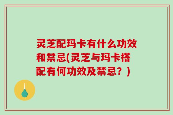 灵芝配玛卡有什么功效和禁忌(灵芝与玛卡搭配有何功效及禁忌？)