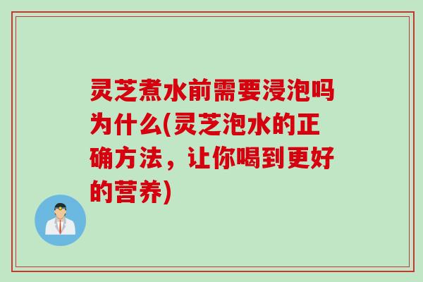灵芝煮水前需要浸泡吗为什么(灵芝泡水的正确方法，让你喝到更好的营养)