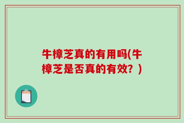 牛樟芝真的有用吗(牛樟芝是否真的有效？)