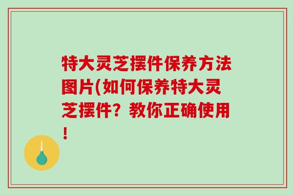 特大灵芝摆件保养方法图片(如何保养特大灵芝摆件？教你正确使用！