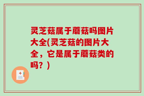 灵芝菇属于蘑菇吗图片大全(灵芝菇的图片大全，它是属于蘑菇类的吗？)