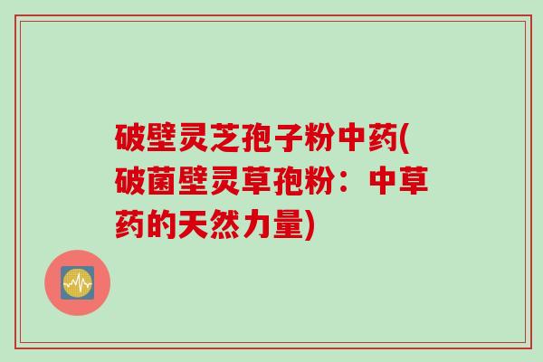 破壁灵芝孢子粉中药(破菌壁灵草孢粉：中草药的天然力量)