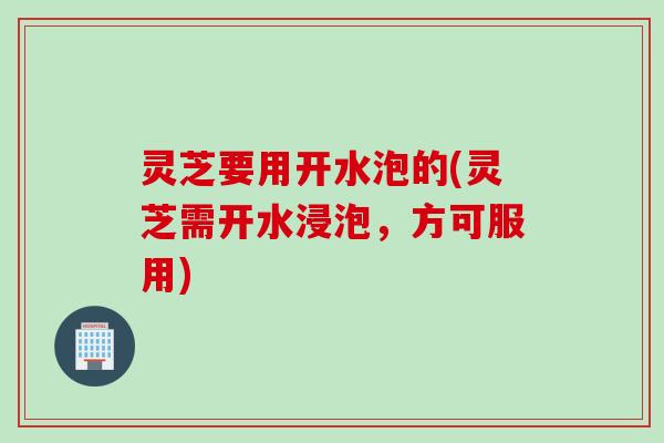 灵芝要用开水泡的(灵芝需开水浸泡，方可服用)