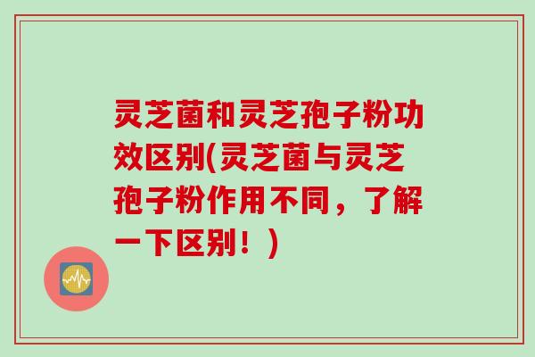灵芝菌和灵芝孢子粉功效区别(灵芝菌与灵芝孢子粉作用不同，了解一下区别！)