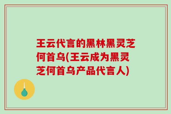 王云代言的黑林黑灵芝何首乌(王云成为黑灵芝何首乌产品代言人)