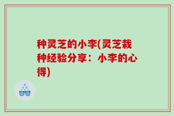 种灵芝的小李(灵芝栽种经验分享：小李的心得)