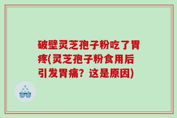破壁灵芝孢子粉吃了胃疼(灵芝孢子粉食用后引发胃痛？这是原因)