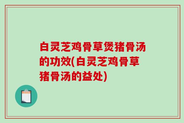 白灵芝鸡骨草煲猪骨汤的功效(白灵芝鸡骨草猪骨汤的益处)