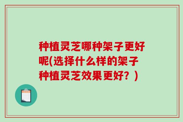 种植灵芝哪种架子更好呢(选择什么样的架子种植灵芝效果更好？)