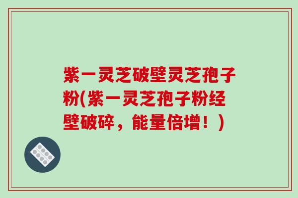 紫一灵芝破壁灵芝孢子粉(紫一灵芝孢子粉经壁破碎，能量倍增！)