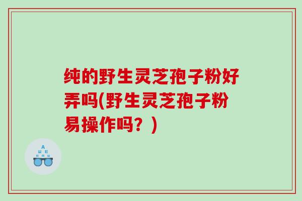 纯的野生灵芝孢子粉好弄吗(野生灵芝孢子粉易操作吗？)