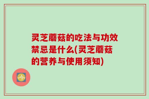 灵芝蘑菇的吃法与功效禁忌是什么(灵芝蘑菇的营养与使用须知)