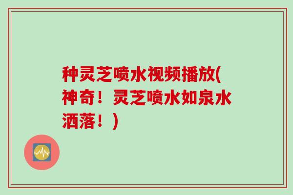 种灵芝喷水视频播放(神奇！灵芝喷水如泉水洒落！)