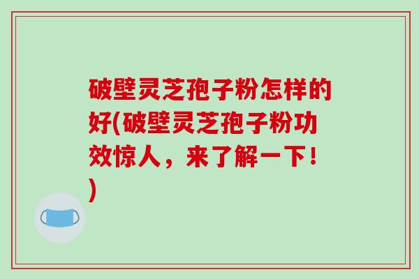 破壁灵芝孢子粉怎样的好(破壁灵芝孢子粉功效惊人，来了解一下！)