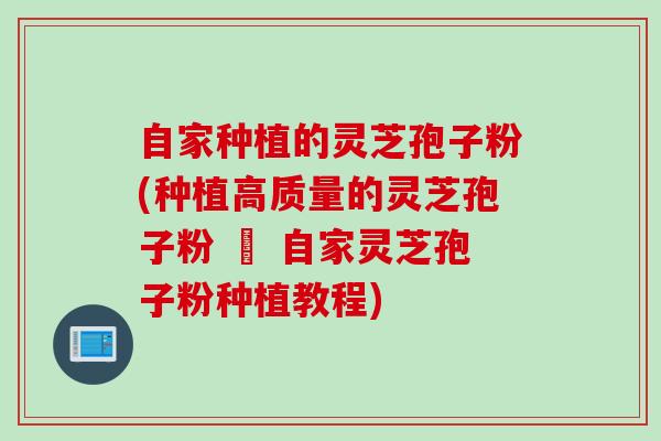自家种植的灵芝孢子粉(种植高质量的灵芝孢子粉 – 自家灵芝孢子粉种植教程)